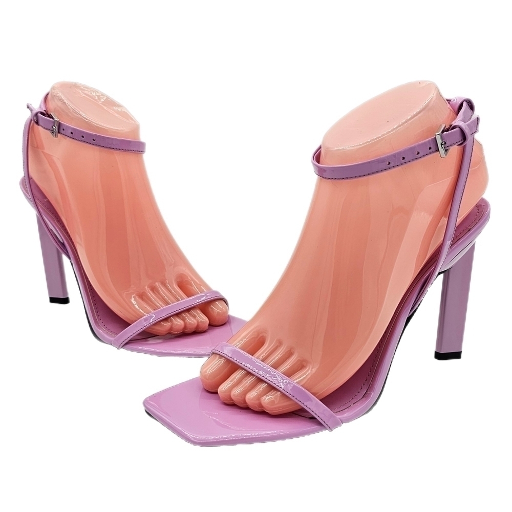 Marc Fisher Arthur Heeled Sandals Square Toe Ankle Strap Medium Purple Size 8